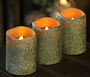 unscented flameless timer candles dual champagne glitter inch