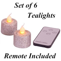 remote control candles tealights glitter inch silver