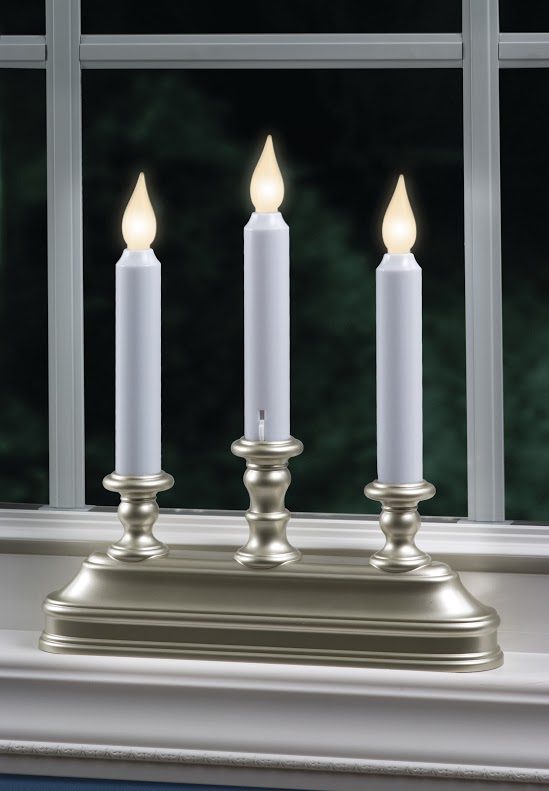 Warm White Pewter 3-Tier Battery Operated Window Candle - Buy Now