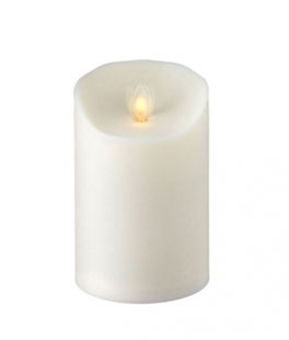 Outdoor Moving Flame Ivory Resin Battery Operated Candle 5 Inch - Timer Remote Ready