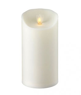Outdoor Moving Flame Ivory Resin Battery Operated Candle 7 Inch - Timer Remote Ready