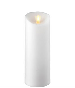 3 Inch Diameter White Moving Flame 8 Inch Candle - Remote Ready