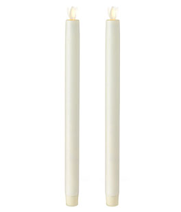 Remote Control 12 Inch Ivory Moving Flame Taper Candle Set - 2