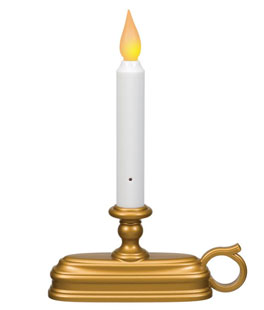Dual Color Window Candle Amber / Warm White - Brass