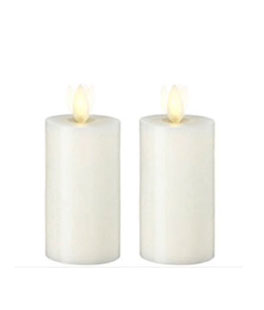 Wax 3.5 Inch Ivory Moving Flame Votive Candles Set of 2 - Remote Ready