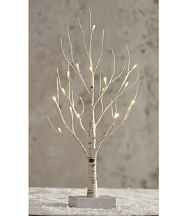 Battery Operated White Birch Tree 1.5 Feet - 16 Warm White LED'S Timer