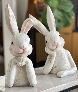 12 Inch Thinking Bunnies Decorative Figurines - Set of 2  - NEW 2024