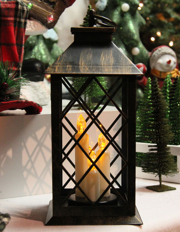 Battery Operated LED Candle Lantern Colonial Style 3 Tapers - Antique ...