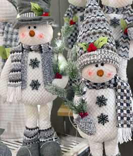 25 Inch Plush Holiday Snowmen With Light Up Tree - Set of 2