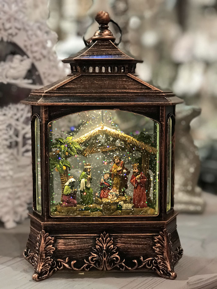 nativity snow globe lantern