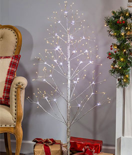 4 Foot White Birch Tree - 336 LED Lights - Multi Function Adapter
