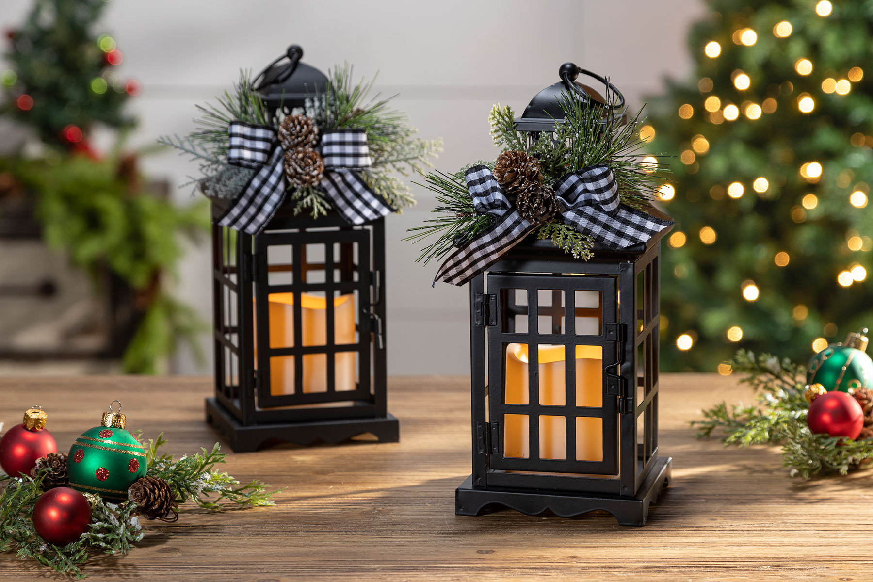 20.5” Battery Operated Lighted Holiday Lantern with Led Candle and Floral  Accent - Decorator's Warehouse