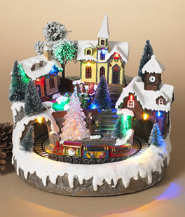 Battery Operated Lighted Musical Village With Moving Train