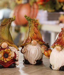 Resin Harvest Gnome Figurines - Set of 3 Assorted