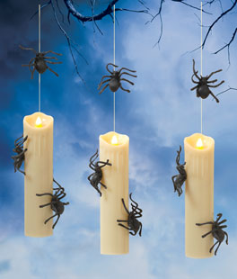 Lighted Hanging Spider Candles Set of 3 With Remote Control Indoor-Outdoor