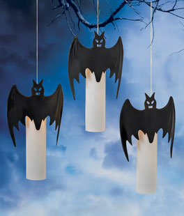 Lighted Bat Hanging Candles Set of 3 With Remote Control Indoor-Outdoor