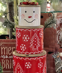 Metal Snowmen Stacking & Nesting Canisters