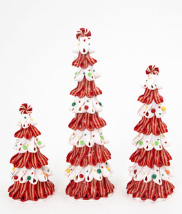 Set of 3 Clay Dough Holiday Peppermint Candy Trees - NEW 2024