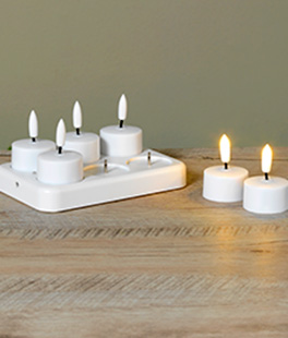 Rechargeable Flameless Tea Lights (Set of 6) Warm White LED Flame