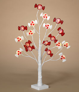 Lighted Red and White Christmas Peppermint Candy Tree - 26 Inch New 2024