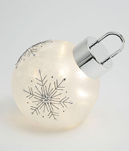 Lighted Glass Ornament With Snowflake Design - 9.5" New 2024