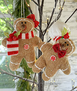 6 Inch Plush Holiday Gingerbread Ornaments St of 2 Assorted - NEW 2024