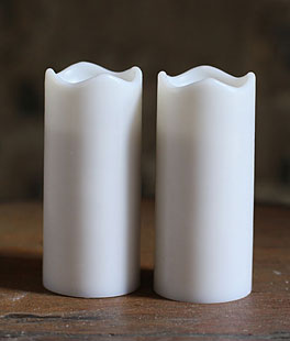 3 Inch Battery Operated White Wax Votives Set of  2  with Timer