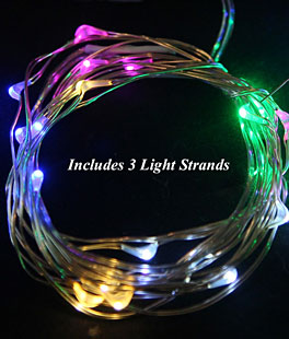 3 PACK - 20 Multi Color LED Battery Mini Lights on Flexible Wire - Submersible