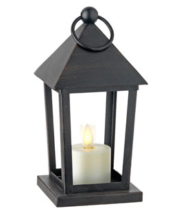 Moving Flame Metal Lantern With Moving Flame Tealight - 6.5 Inch