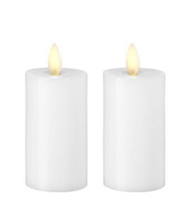 Wax 3.5 Inch White Moving Flame Votive Candles Set of 2 - Remote Ready
