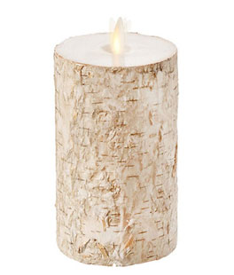 4 x 7 Inch Flameless Flat Top Birch Pillar Candle