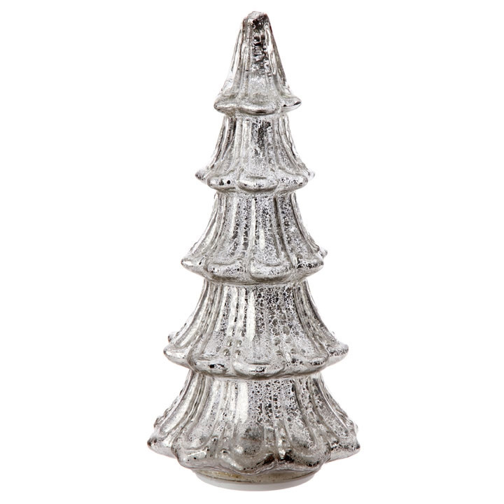 12 Inch Silver Mercury Glass Lighted Tree - Battery Operated - Buy Now