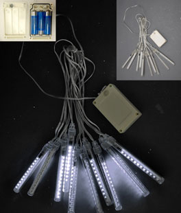 Battery Operated Cool White LED Snowfall Tube Set - 10 Tubes 4.5 Inch