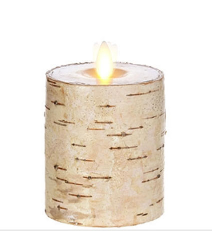 Flamelesscandles: 3.25 x 3 Inch Flat Top Birch Pillar Wax Wrapped