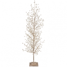 27.5 Inch Gold Glitter Tabletop Tree With Pearls