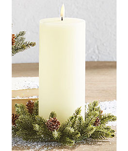 7 Inch Iced Pine Candle Ring - Pinecones