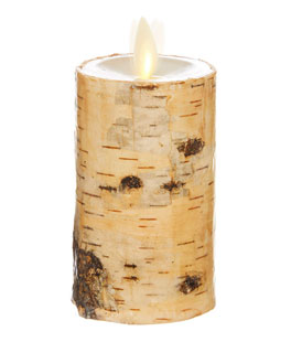 2 x 4 Inch Moving Flame Birch Wrapped Pillar Candle