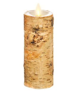 2 x 6 Inch Moving Flame Birch Wrapped Pillar Candle