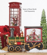 Musical Lighted Train Water Lantern Santa's List In Swirling Glitter With Optional Music Setting