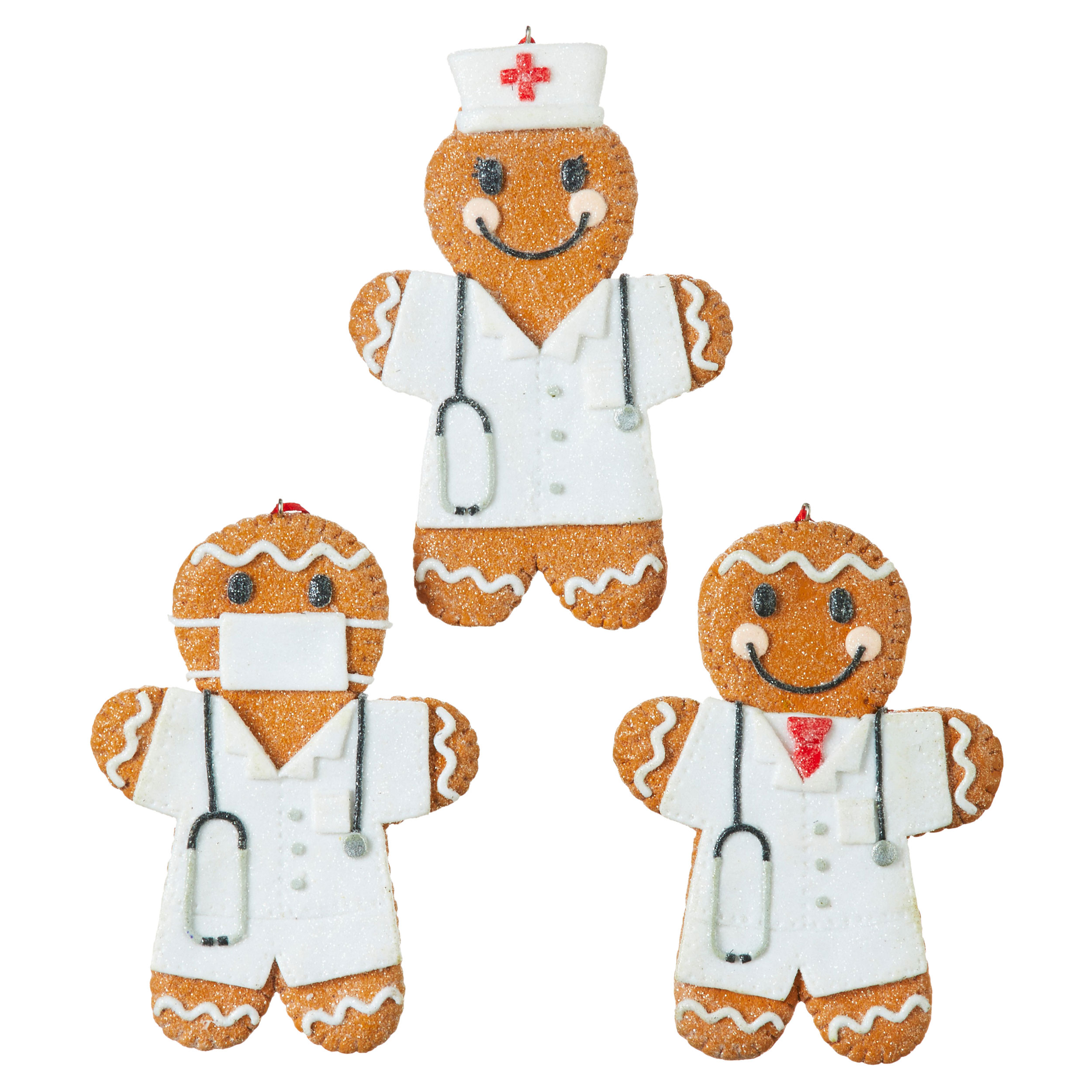 Nurse Doctor Gingerbread Ornaments Healthcare Heroes Collection Set Of 3