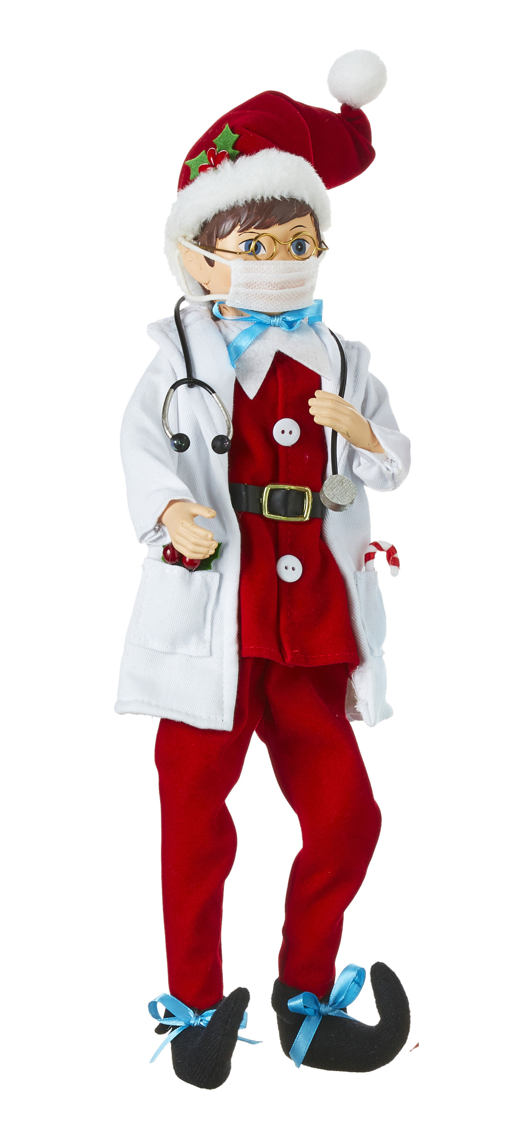 Doctor Elf Healthcare Hero in Santa Suit Posable 16 Inch