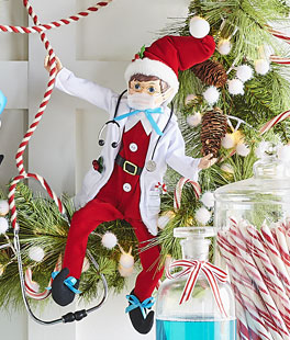 Doctor Elf Healthcare Hero in Santa Suit Posable 16 Inch