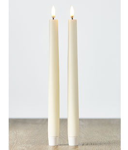 Uyuni 11 Inch Ivory Taper Candle Set of 2 - Remote Ready