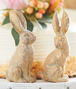 Gold Leaf Rabbit Set of 2 Assorted - 4.75 Inch
