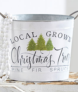 14 Inch Handled Bucket Local Grown Christmas Trees - Metal