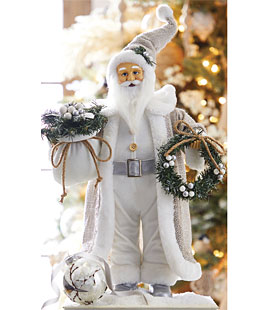 Santa Figurine With Sack and Wreath - 18 Inch