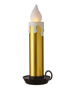 22.5 Inch Large Flickering Flame Gold Metallic Christmas Candle
