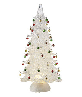 Acrylic Lighted Ornament Tree With Swirling Glitter