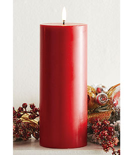 Uyuni 3 Inch x 9 Inch Red Pillar Candle - Remote Ready
