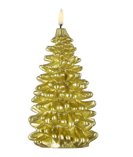 Uyuni 4.25 x 8 Inch Gold Christmas Tree Candle - Remote Ready